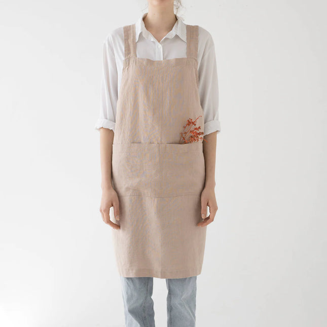 Linen Crossback Apron, Portobello