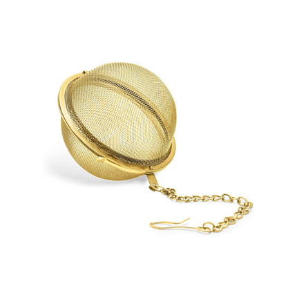 Stainless Steel Tea Ball w/Gold Finish