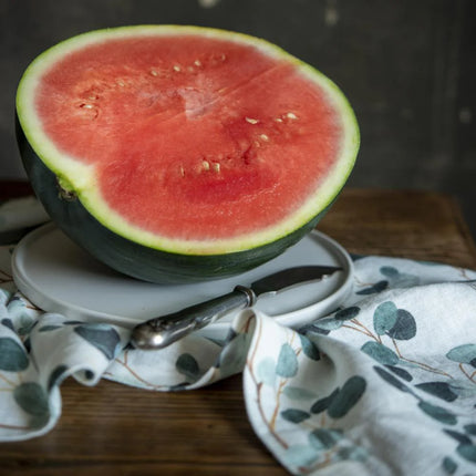 Linen Hemmed Table Runner, Eucalyptus on White