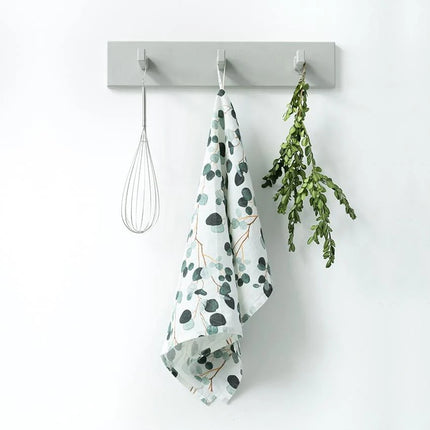 100% Linen Tea Towel, White Eucalyptus