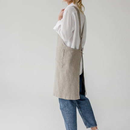 Linen Crossback Apron, Natural