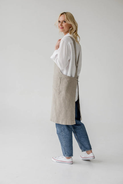 Linen Crossback Apron, Natural