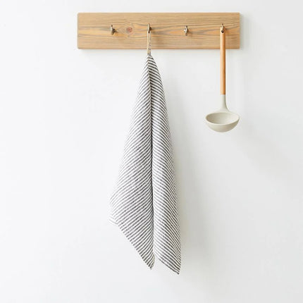 100% Linen Tea Towel, Thin Black Stripes