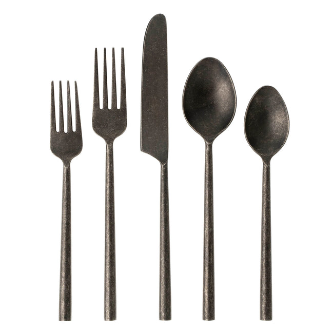 Tides Flatware Set, Tumbled Black