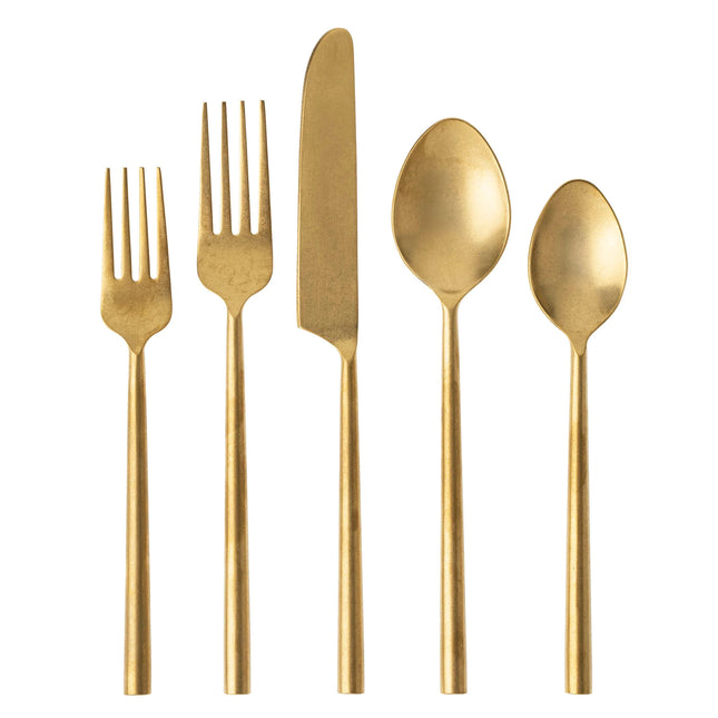 Tides Flatware Set, Tumbled Gold