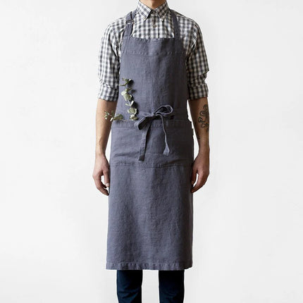 Linen Chef's Apron, Dark Grey