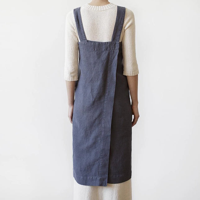 Linen Pinafore Apron, Dark Grey