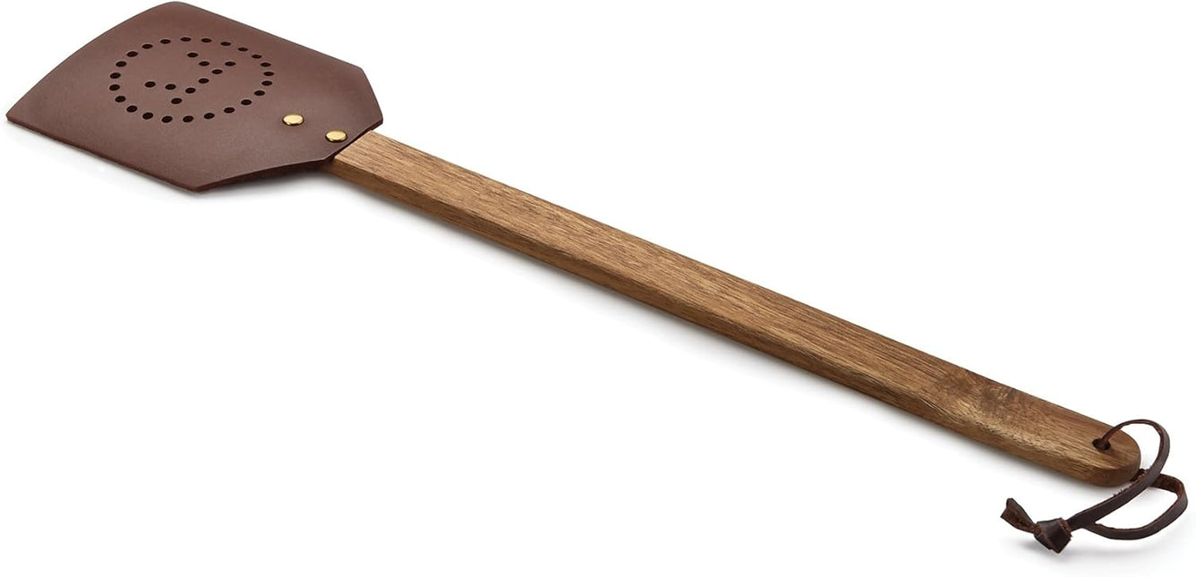 OUTSET Leather and Acacia Fly Swatter