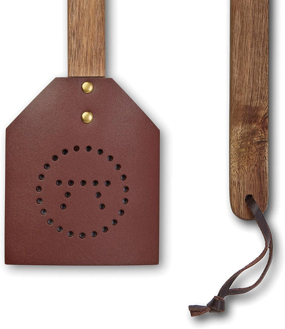 OUTSET Leather and Acacia Fly Swatter