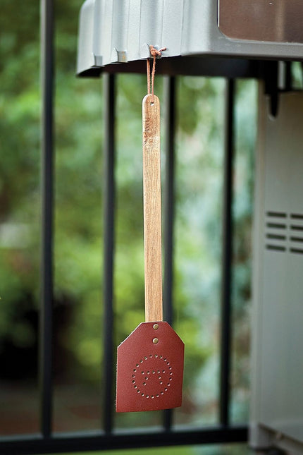 OUTSET Leather and Acacia Fly Swatter