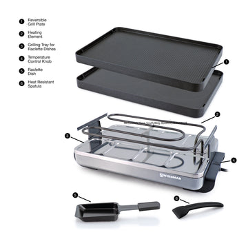 SWISSMAR Stelvio Raclette with Non-Stick Aluminum Grill