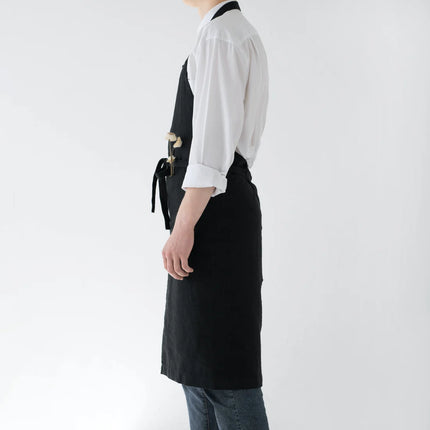 Linen Chef's Apron, Black