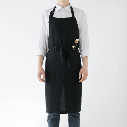 Linen Chef's Apron, Black