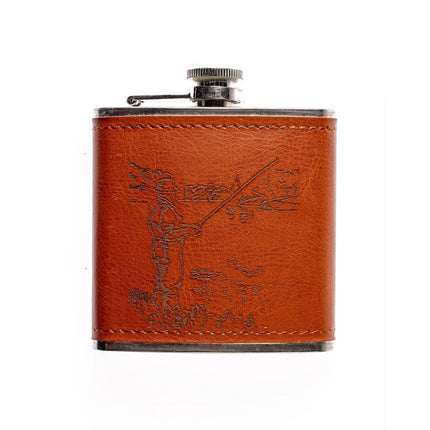 Leather and Stainless Flask, Fishing