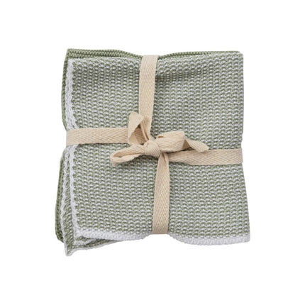 Sage Cotton Knit Dishcloths, Set of 2