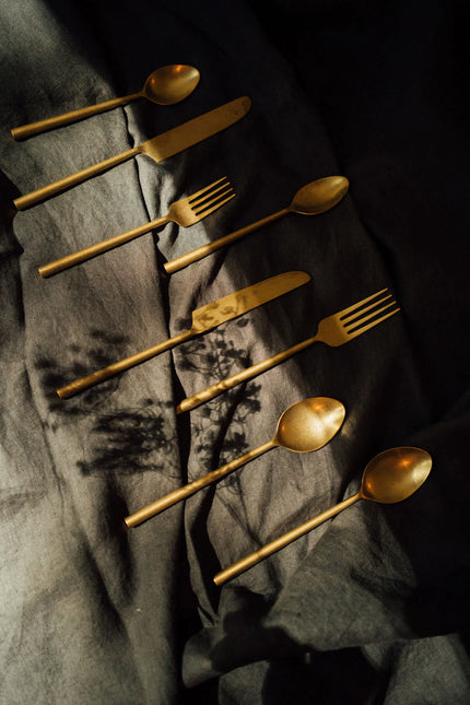 Tides Flatware Set, Tumbled Gold