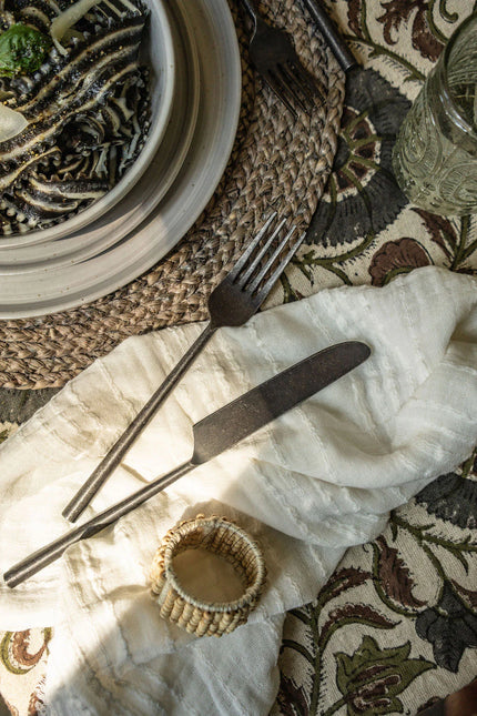 Tides Flatware Set, Tumbled Black