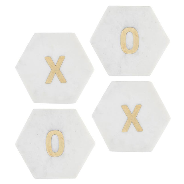 XOXO Marble Coasters with Inlay, Set of 4