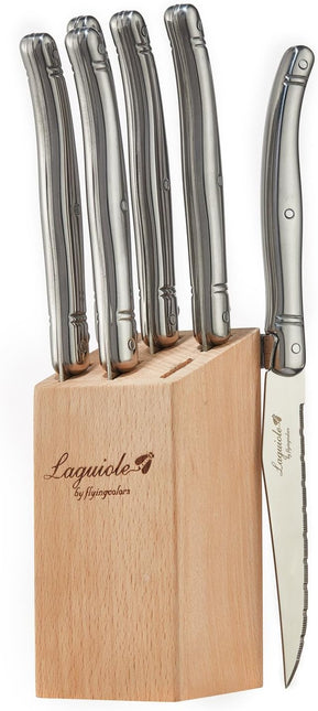 LAGUIOLE Brushed Stainless Steel Steak Knives, Set/6