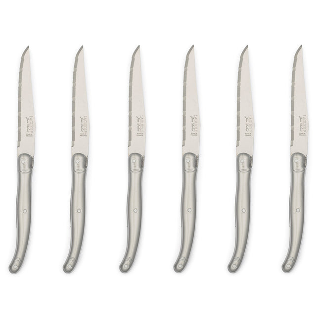 LAGUIOLE Brushed Stainless Steel Steak Knives, Set/6