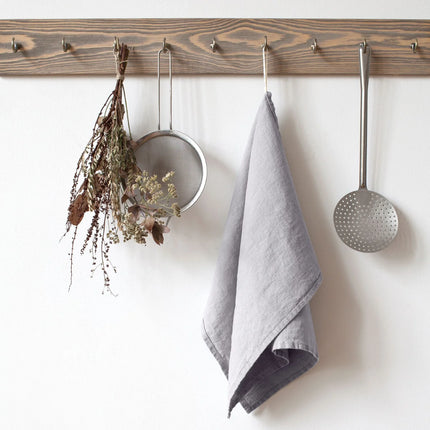 100% Linen Tea Towel, Light Grey