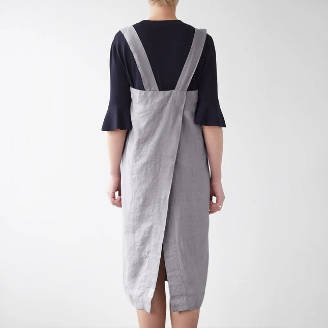 Linen Pinafore Apron, Light Grey