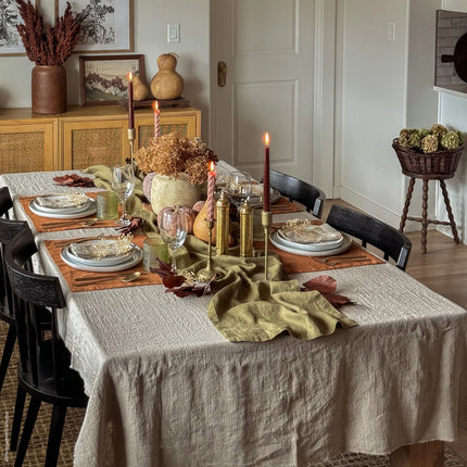 Linen Fringed Tablecloth, Natural