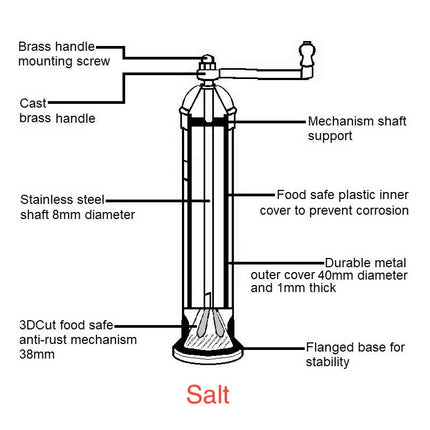 ALEXANDER Brass Salt Mill, 8"