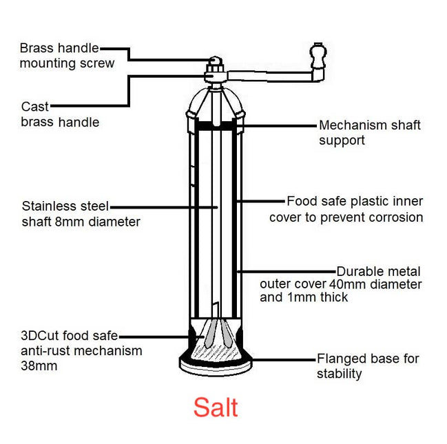 ALEXANDER Brass Salt Mill, 8"