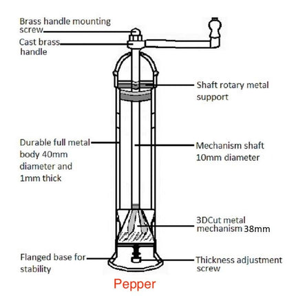 ALEXANDER Brass Pepper Mill, 9"