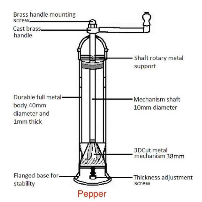 ALEXANDER Brass Pepper Mill