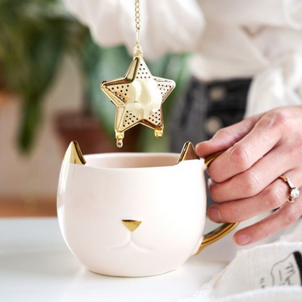 Stainless Steel Tea Ball w/Gold Finish, Star