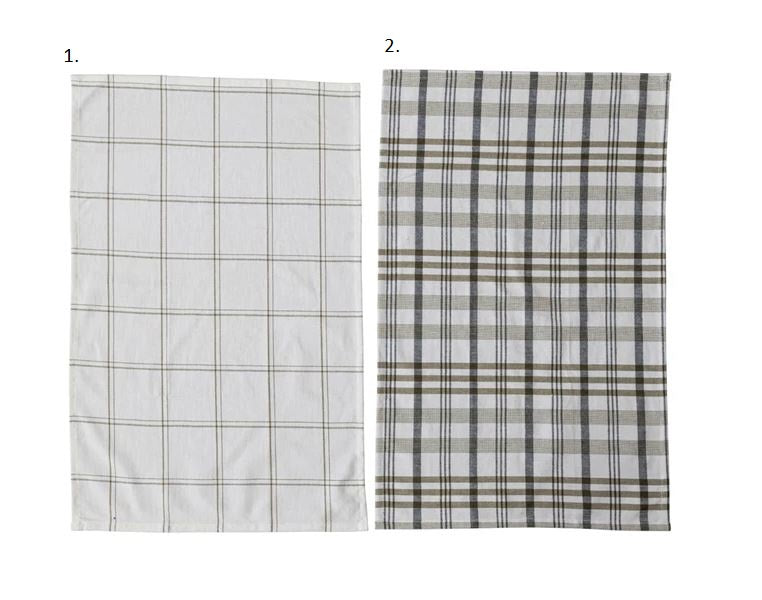 Green Plaid Cotton Tea Towels