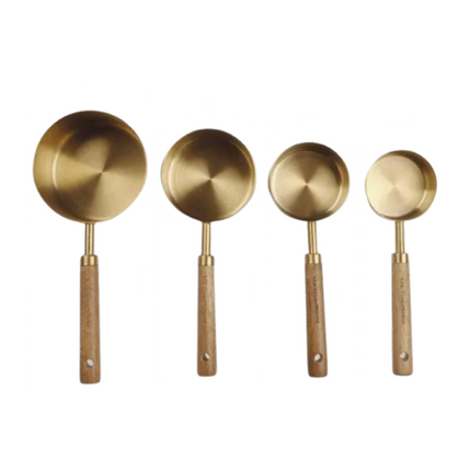 Gold Finish & Walnut Measuring Cups