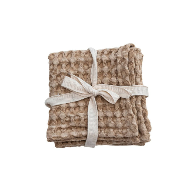 Waffle Weave Cotton Dish Cloths, Set of 3