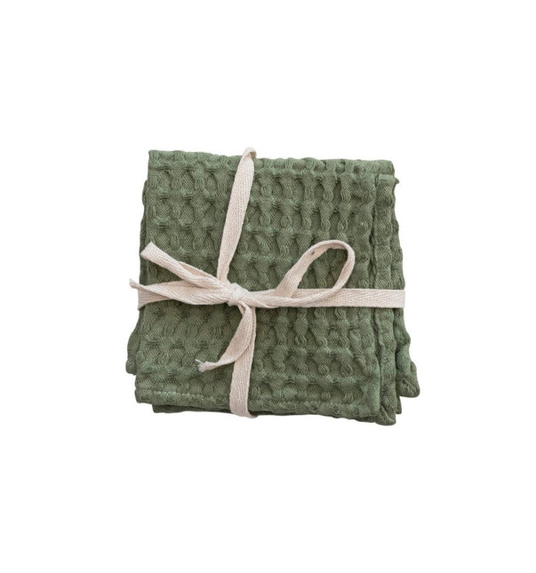 Waffle Weave Cotton Dish Cloths, Set of 3