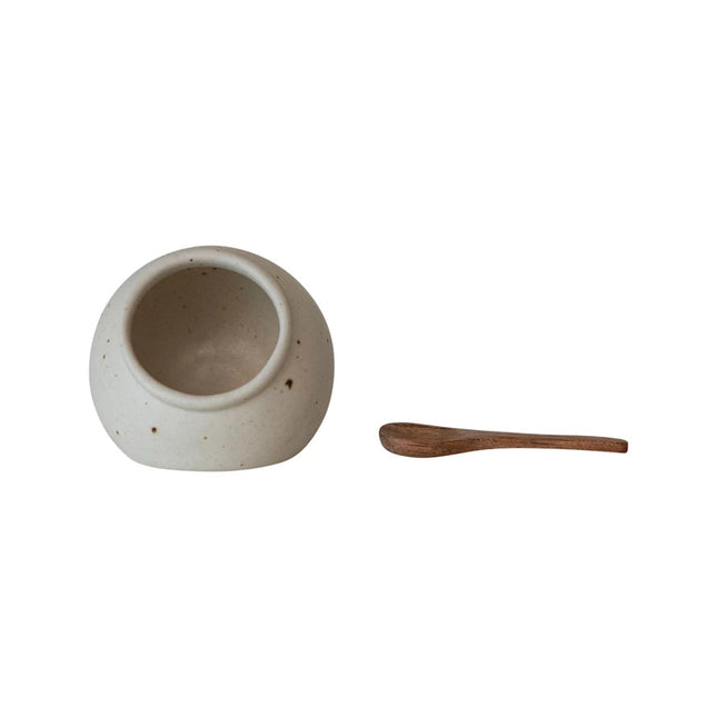 Stoneware Salt Cellar + Spoon