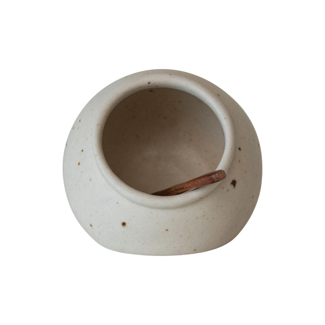 Stoneware Salt Cellar + Spoon