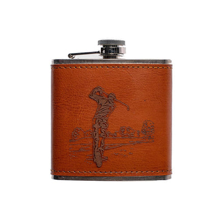 Leather and Stainless Flask, Golf