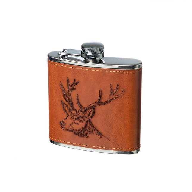 Leather and Stainless Flask, Stag Prince