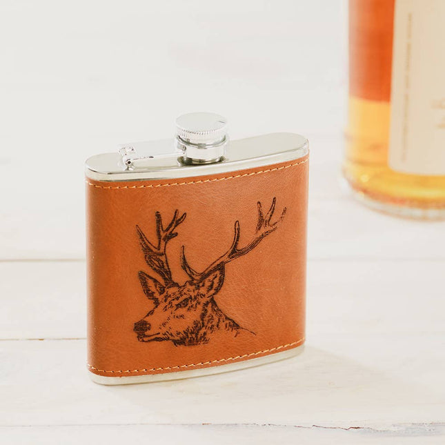 Leather and Stainless Flask, Stag Prince