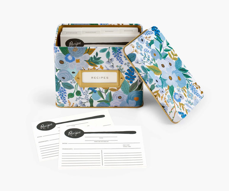 RIFLE PAPER CO. Garden Party Blue Recipe Box