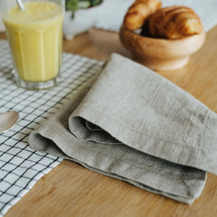 Linen Napkins, Natural Hemmed Set of 2