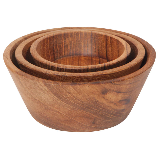 Teak Pinch Bowls, Set of 3