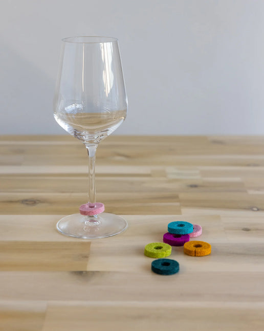 GRAF LANTZ Merino Wool Wine Glass Markers, S/7