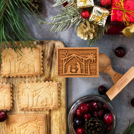 FOLKROLL Wooden Cookie Stamps, Seasonal