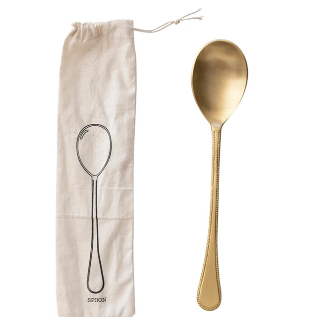 Brass Serving Spoon, 10.5"